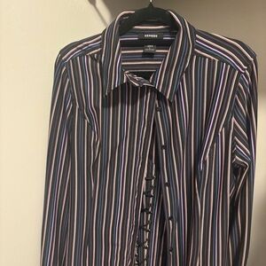 Express Black and Pink Button Down Shirt